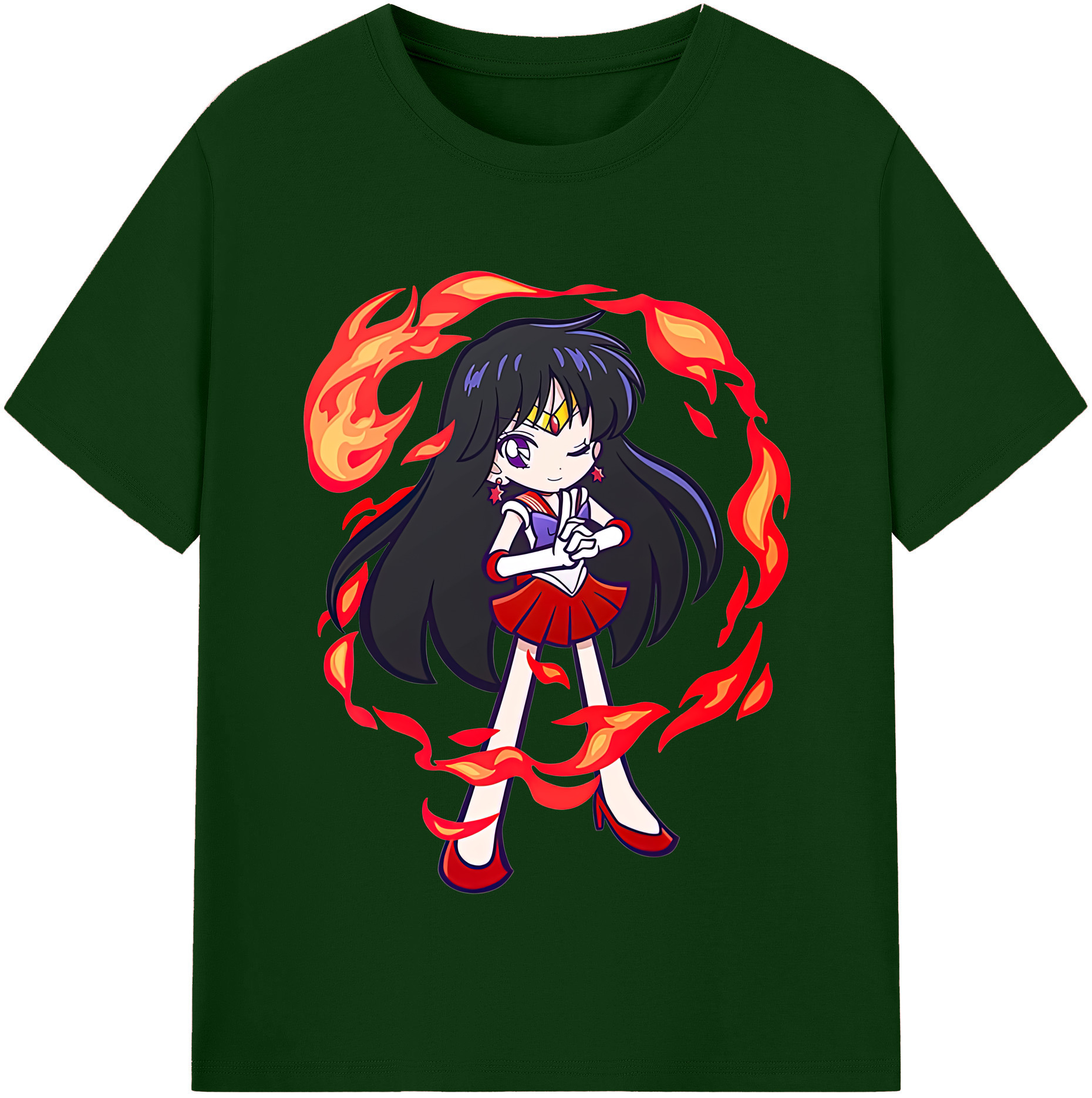 （画像用） 美少女戦士セーラームーン 火野レイ ひの レイ Sailor Moon Hino Rei （セーラーマーズ,Sailor Mars） 綿100％半袖Tシャツ（フロントプリント）